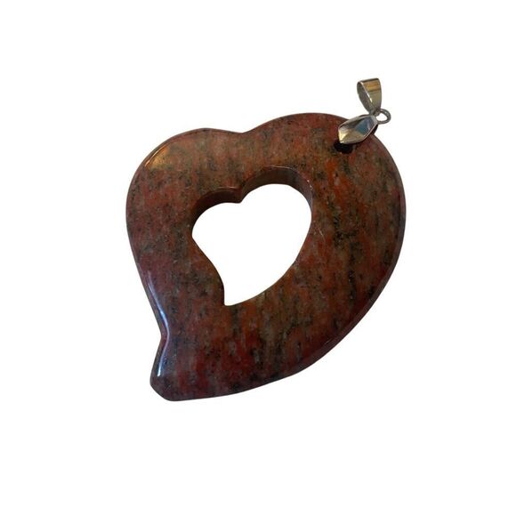 Open Heart-Shaped Jasper Pendant - Picture 1 of 5